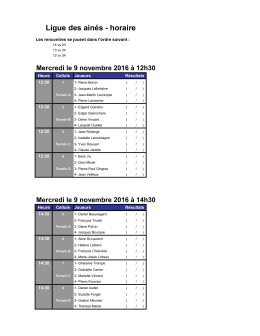 Ligue des ainés - horaire