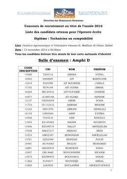 Salle d`examen : Amphi D