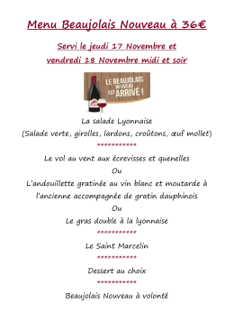 Menu Beaujolais Nouveau à 36