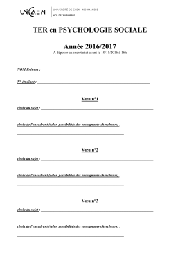 Fiche de voeux - TER Sociale - UFR Psychologie