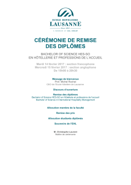 Programme - Ecole hôtelière de Lausanne