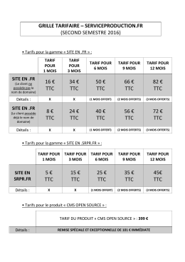 GRILLE TARIFAIRE &ndash; SERVICEPRODUCTION.FR (SECOND
