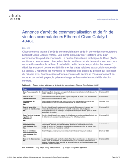 Annonce d`arr&ecirc;t de commercialisation et de fin de vie des