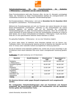 Règlement du concours organisé par la Loterie Romande pour fêter