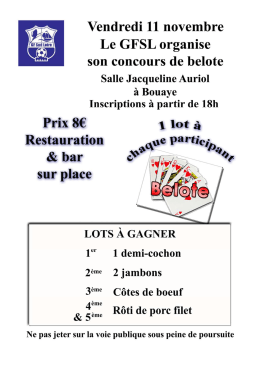 GFSL : Concours Belote le 11 nov