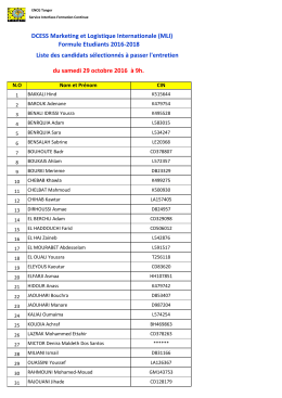 Liste des candidats sélectionnés pour passer l