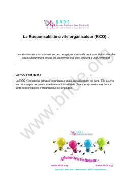 La Responsabilité civile organisateur (RCO) :