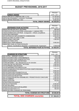 Budget prévisionnel - Le Comité Régional d`Equitation