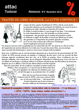 Bulletin mensuel N°9 Novembre 2016