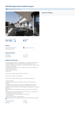 Splendide appartement meubl&eacute; sous-gare