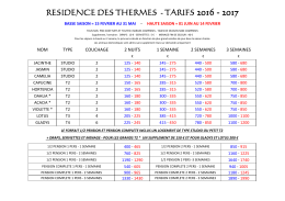tarifs - residences