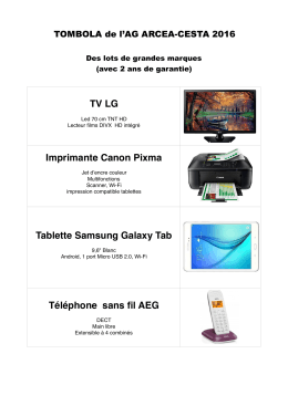 lots de la tombola - Arcea