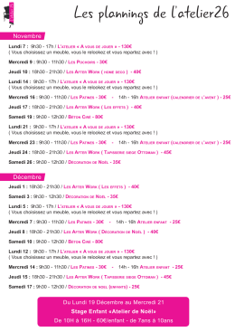 Les plannings de l`atelier26