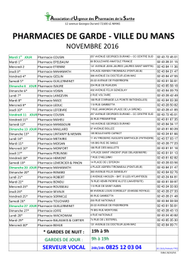 pharmacies de garde - ville du mans