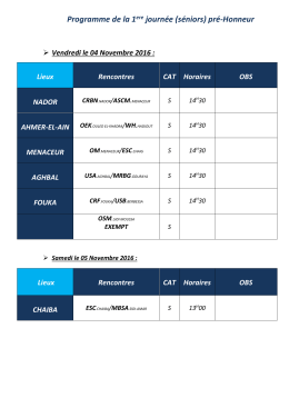 Programme de la 1ere journée (séniors) pré