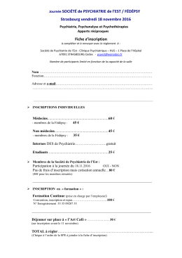 Inscription - Société de Psychiatrie de l`Est