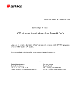 APRR voit sa note de crédit relevée à A- par Standard