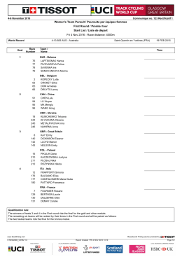 Women`s Team Pursuit / Poursuite par équipes