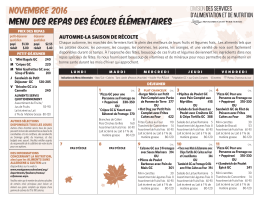 novembre 2016 menu des repas des écoles élémentaires