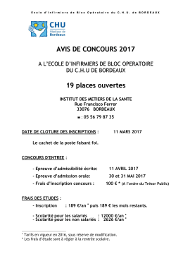 AVIS DE CONCOURS 2017 19 places ouvertes
