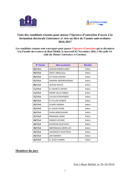 Liste des candidats retenus pour passer l`épreuve d`entretien d