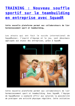 TRAINING : Nouveau souffle sportif sur le teambuilding en