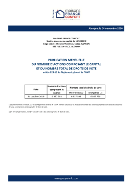 publication mensuelle du nombre d`actions composant le capital et