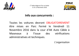 Info aux concurrents - Forum