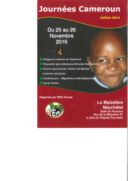 Page 1 Journées Cameroun Edition 2016 Du 25 au 2e Novembre