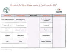 Menu de la Semaine Prochaine - Bienvenue à l`école Sainte Thérèse