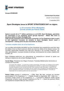 Sport Strat&eacute;gies lance le SPORT STRATEGIES