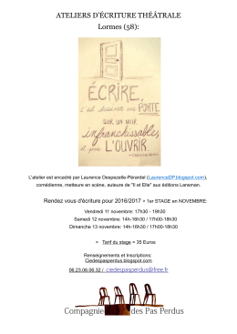 ATELIERS D`&Eacute;CRITURE TH&Eacute;&Acirc;TRALE Lormes (58):