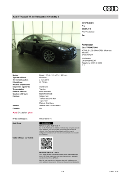 Audi TT Coupé TT 2.0 TDI quattro 170 ch BV 6 Information Annonceur