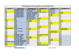 Hallenbelegung Unterseesporthalle Juli bis Dezember