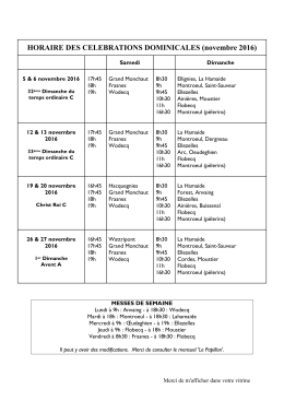 HORAIRE DES CELEBRATIONS DOMINICALES (novembre 2016)