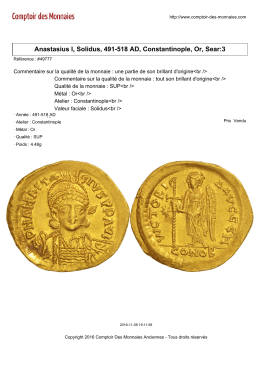 Anastasius I, Solidus, 491-518 AD, Constantinople, Or, Sear:3