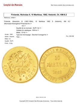 Finlande, Nicholas II, 10 Markkaa, 1882, Helsinki, Or, KM:8.2