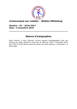 Communiqu&eacute; aux m&eacute;dias &ndash; Medien-Mitteilung S&eacute;ance d
