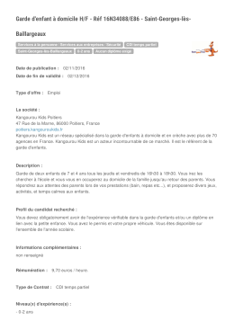 Garde d`enfant &agrave; domicile H/F