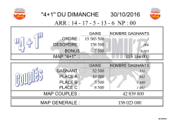 ``4+1`` du dimanche 30/10/2016 arr : 14 - 17 - 5 - 13 - 6 np : 00