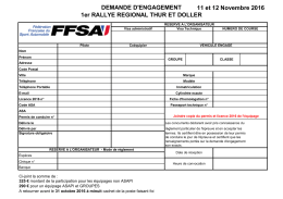 DEMANDE D`ENGAGEMENT 1er RALLYE REGIONAL THUR ET