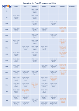 Semaine du 7 au 13 novembre 2016