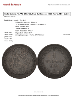 &Eacute;tats italiens, PAPAL STATES, Pius IX, Baiocco, 1850, Roma, TB+