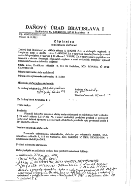 Z&aacute;pisnica o miestnom zisťovan&iacute; spoločnosti Sitela zo