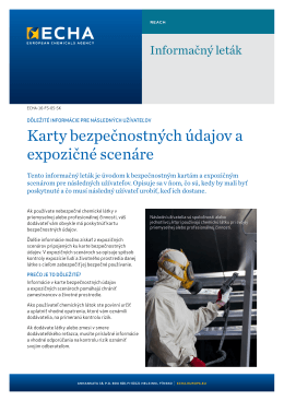 Karty bezpečnostných údajov a expozičné scenáre - ECHA