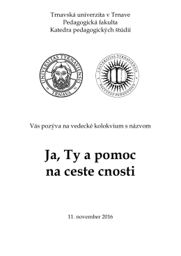 Pozvánka - Pedagogická fakulta TU