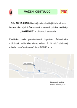 VÁŽENÍ CESTUJÚCI - Dopravný podnik mesta Prešov