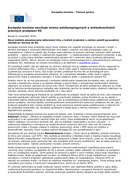 Európska komisia navrhuje zmenu antidumpingových a