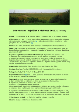 Beh vinicami Bojničiek a Hlohovca 2016. (3. ročník)