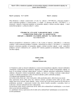 Návrh VZN o miestnom poplatku za komunálne odpady a